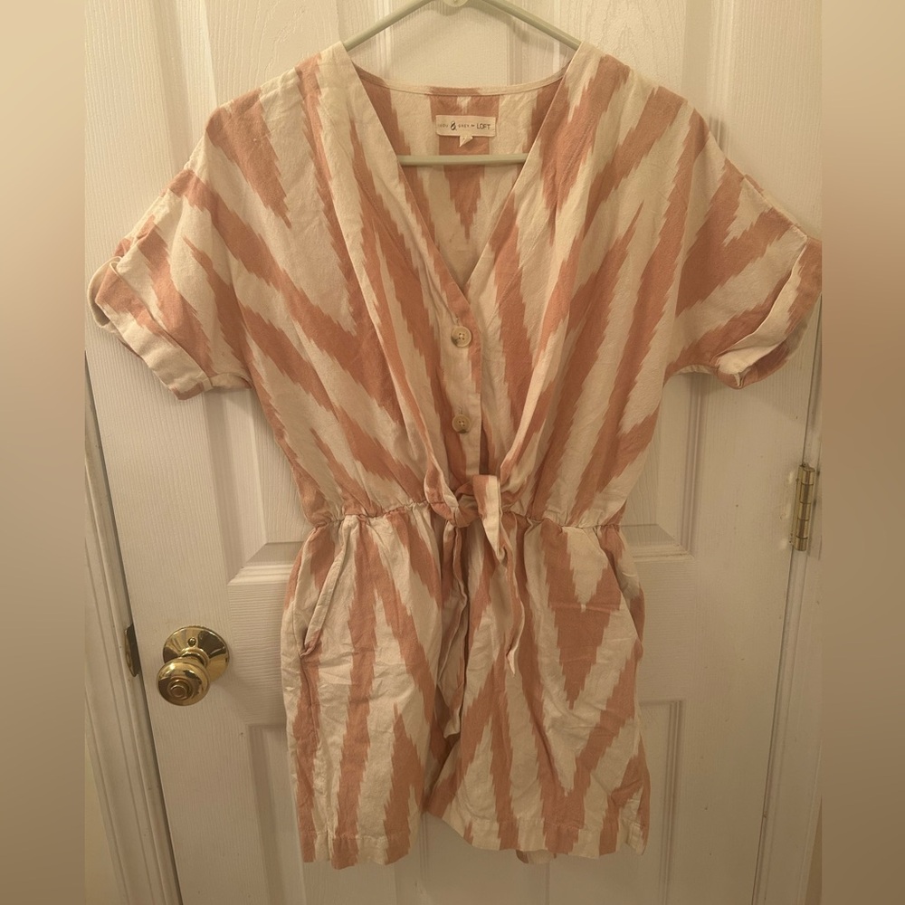 LOFT Pink and White Tie-Dye Romper